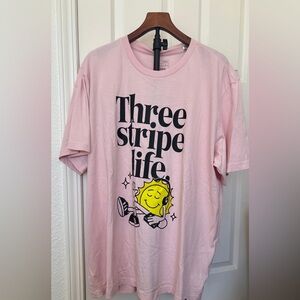 Adidas Pink 'Three Stripe Life' Tee